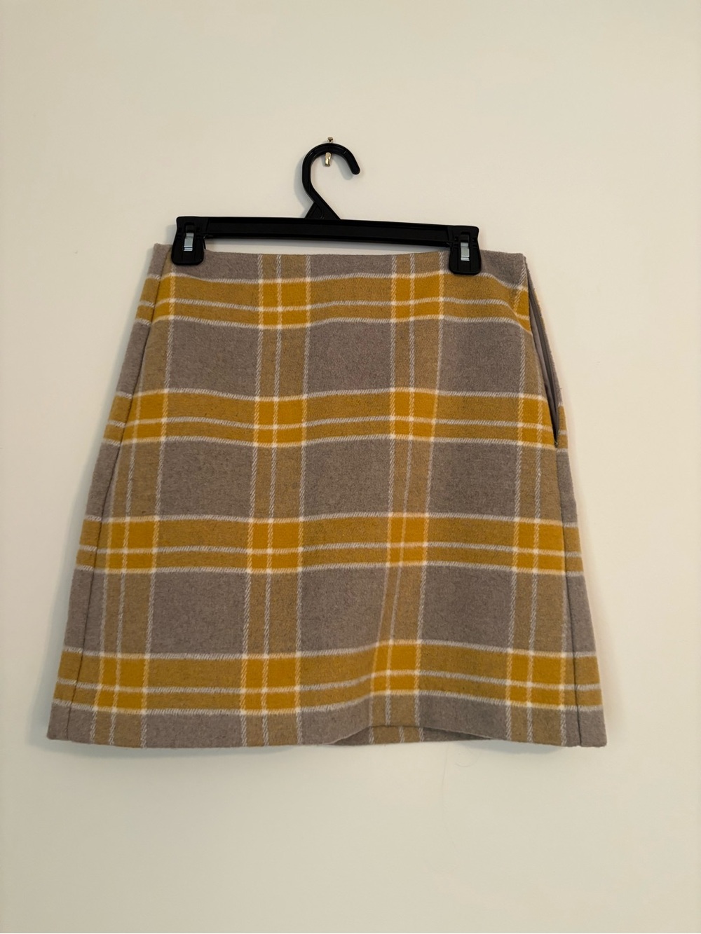 LOFT Plaid Mini Skirt in Mustard & Taupe